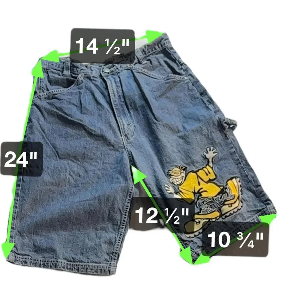 Vintage Rave Skater No Boundaries Denim Cargo Y2K Shorts Rare Size 32